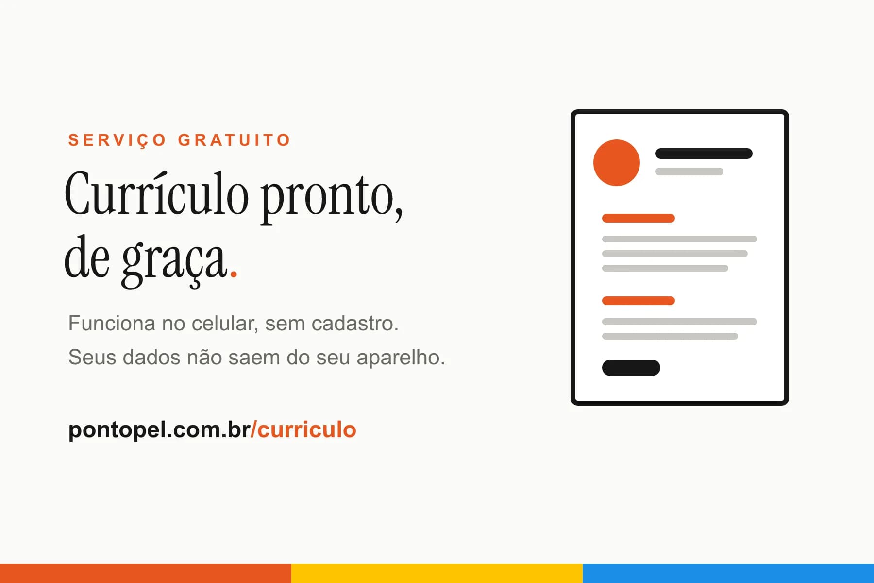Arte de divulgação do gerador de currículo gratuito do PontoPel